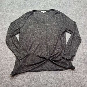 Green Envelope Los Angeles Top Womens Large Black Twist Front Long Sleeve Casual